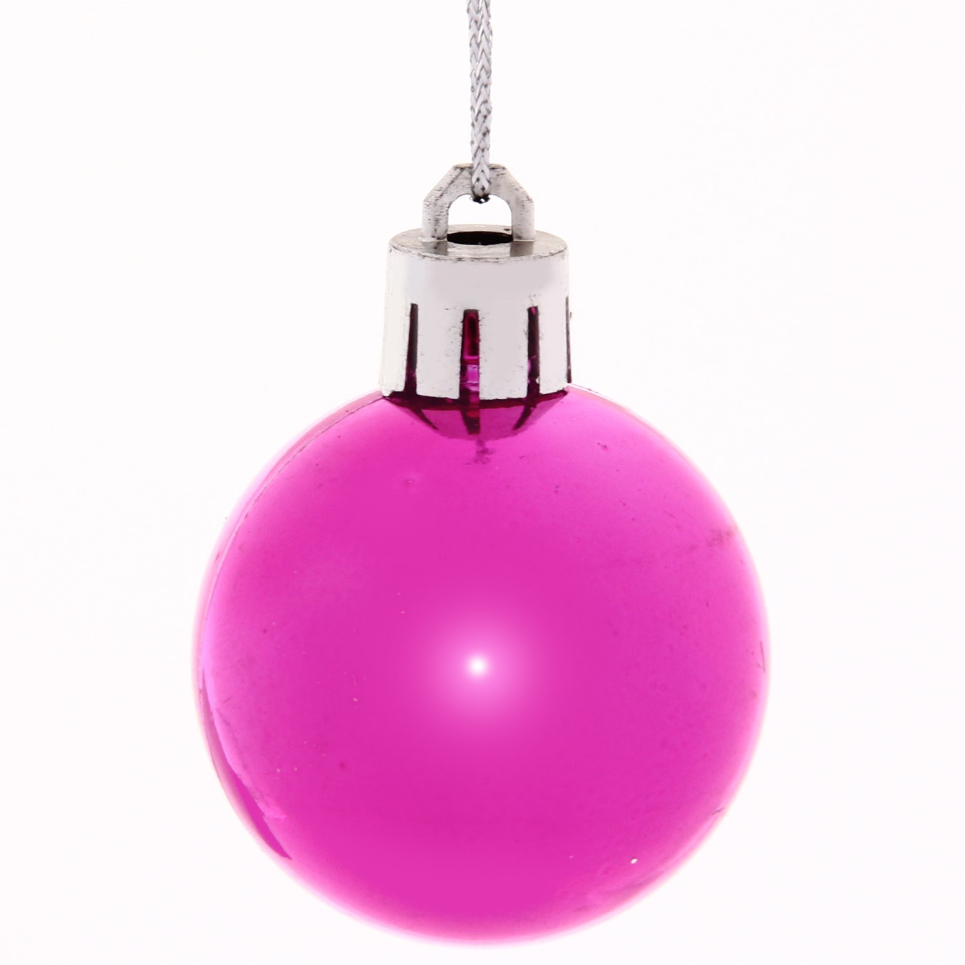 Новогодние шары 4 см (набор 6 шт) "Микс фактур", фуксия