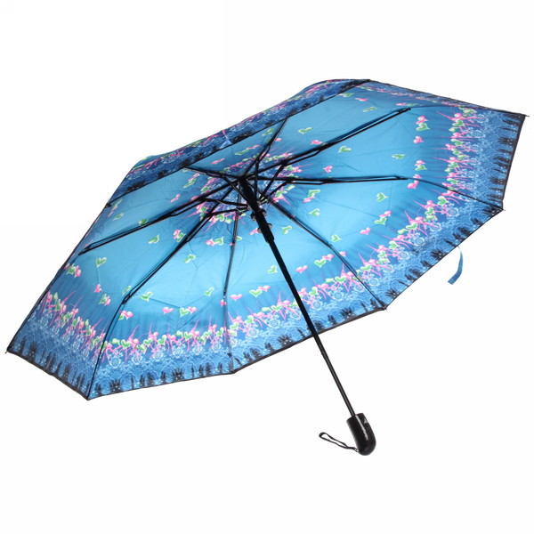 Зонт женский полуавтомат "Ultramarine - Венера", микс 6 цветов, 8 спиц, d-100см, длина в слож. виде 28см, голубые цветы