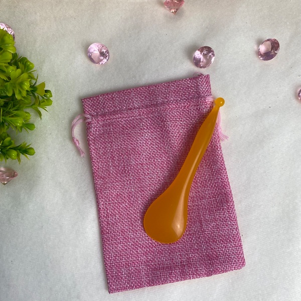 Массажер для зоны вокруг глаз Лопатка "Gua sha", цвет кораловый, в холщевом мешочке, 11,5*3см/20,4гр