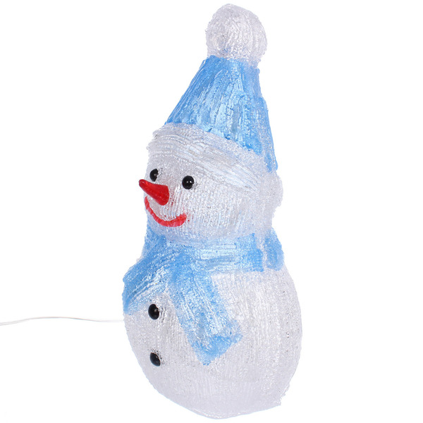 Фигура светодиодная "Снеговичок в голубом колпачке" 16*13*30 см, 20 ламп LED, авторежим, 220V, Белый