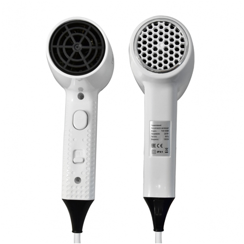 Фен для волос настенный "Puff-1202B", с дополнительной розеткой, белый