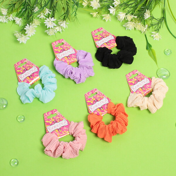 Резинка для волос "Collection School", гофре, микс 6 цветов, d-12см