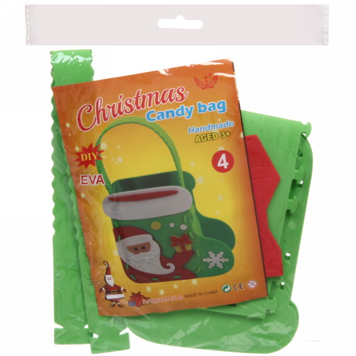 Сумочка детская складная новогодняя "Ультрамарин- Сапожок", 9*6,5 см дно сумки, 15 см без ручки