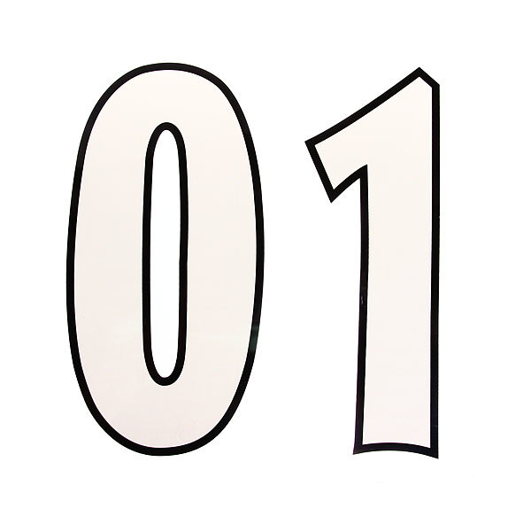 Термоаппликация Номер на футболку 004 (белый, большие цифры: 0-9, маленькие: 0-9)