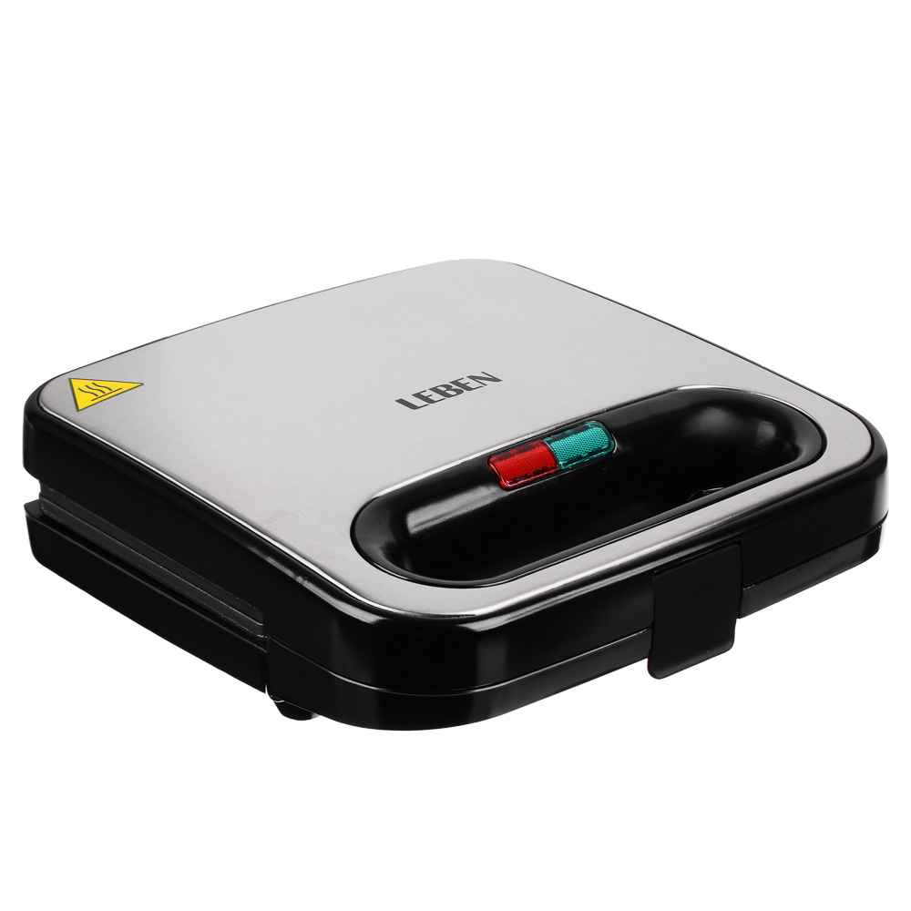 Сэндвичница LEBEN, 800 Вт, пластик, нерж. сталь, антипригарное покрытие