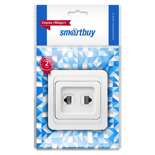 Розетка компьютер+телефон RJ-45+Phone 1 местная белая "Марс" (SBE-02w-S1-RJPH)