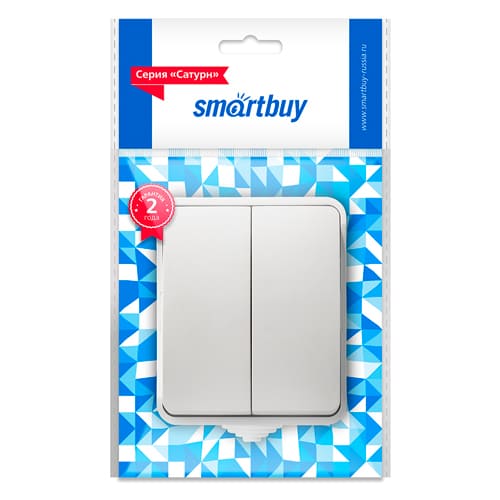 Выключатель 2-клавишный 10А, IP54, белый, "Сатурн" (SBE-04g-10-SW2-0)