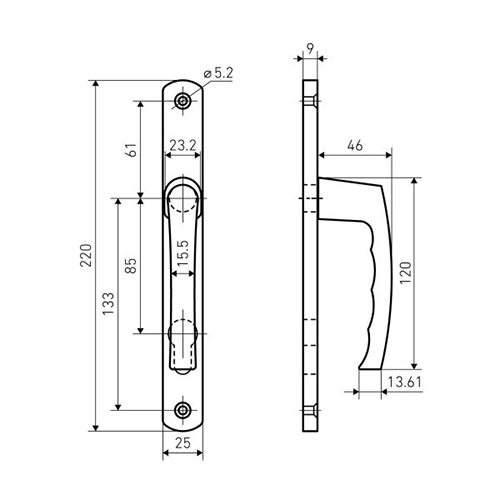 Ручка дверная комплект БУЛАТ РФ 85.25.01.8017 УРАЛ-М корич. м/о 85 "под пальчики" для узкопр.(1/30)