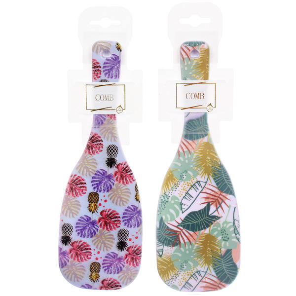 Расческа массажная эргономичная форма "КОЛЛЕКЦИЯ ИМАНИ - "ТРОПИКИ", микс 4 дизайна, 24*8см (PVC подвес)