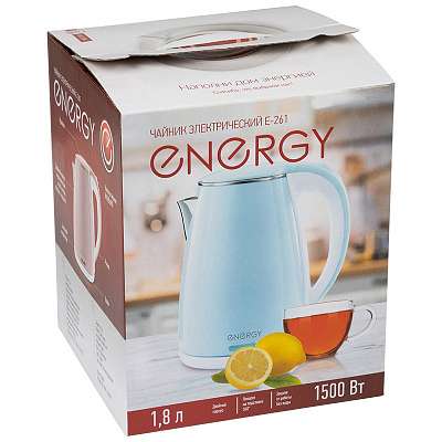 Чайник из нержавеющей стали 1,8л "ENERGY" голубой Е-261