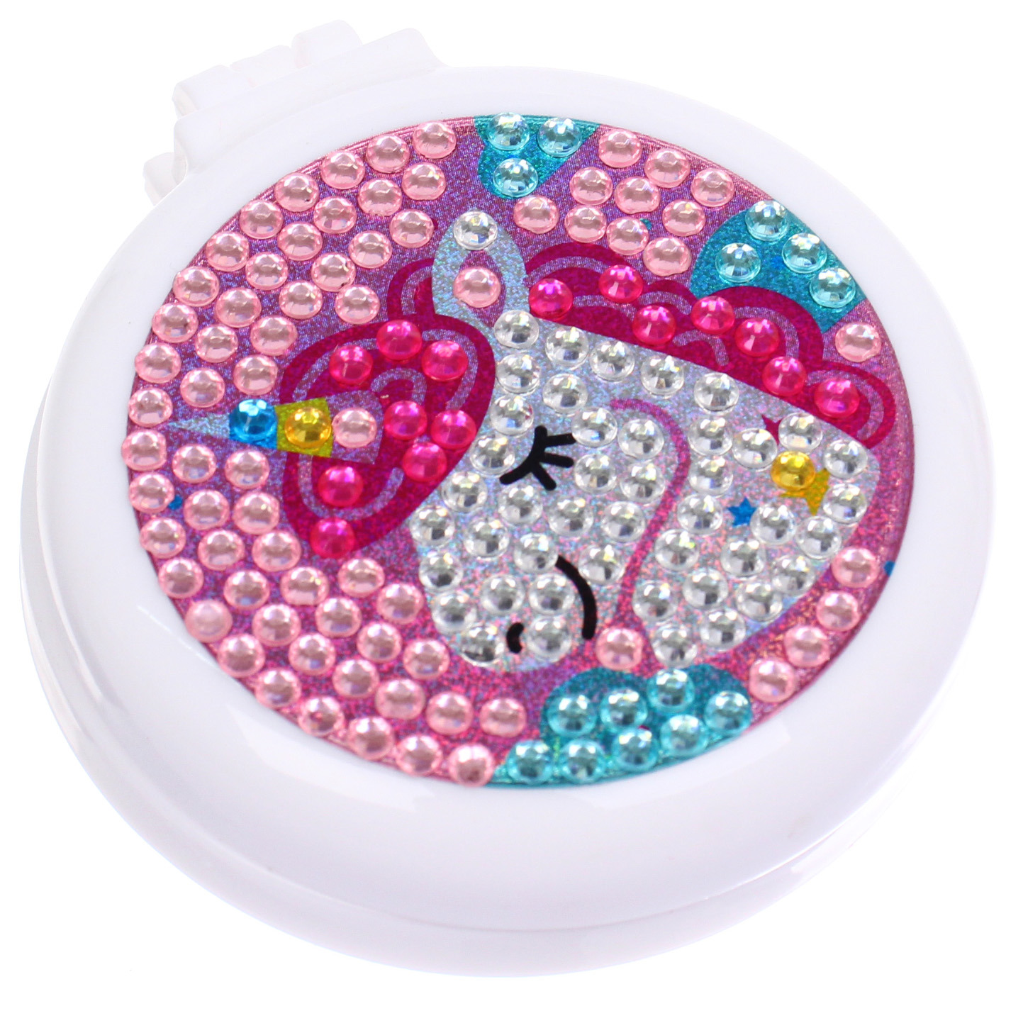 Расческа массажная детская складная "КАРАМЕЛЬ", единорог, цвет розовый, d-6см (пакет с подвесом)