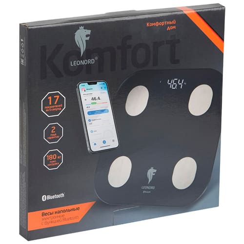 Весы напольные Leonord LE-1216 Bluetooth, стеклянная поверхность, 180 кг