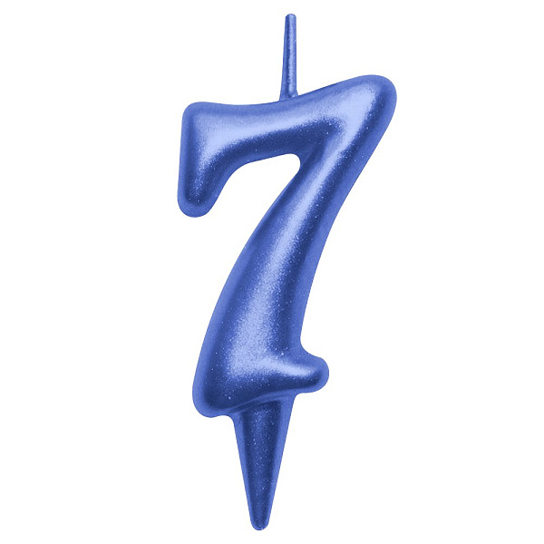 Свеча для торта "Овал" цифра 7 (синий), 8х4х1,2 см. 