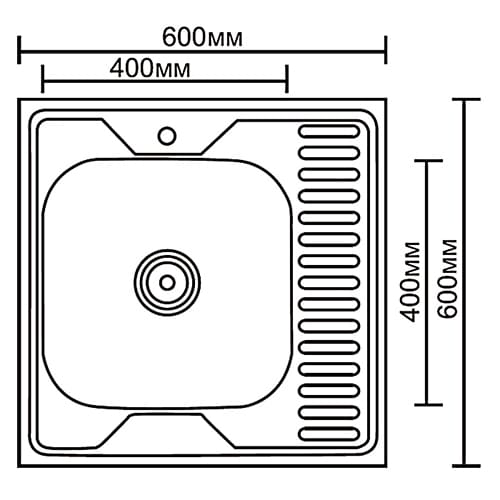 Мойка из нержавеющей стали накладная 60x60 см Ledeme L96060-L
