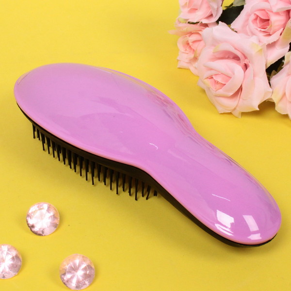 Расческа массажная компактная "Manhattan style", цвет сиреневый/черный, 20,5*7,5см