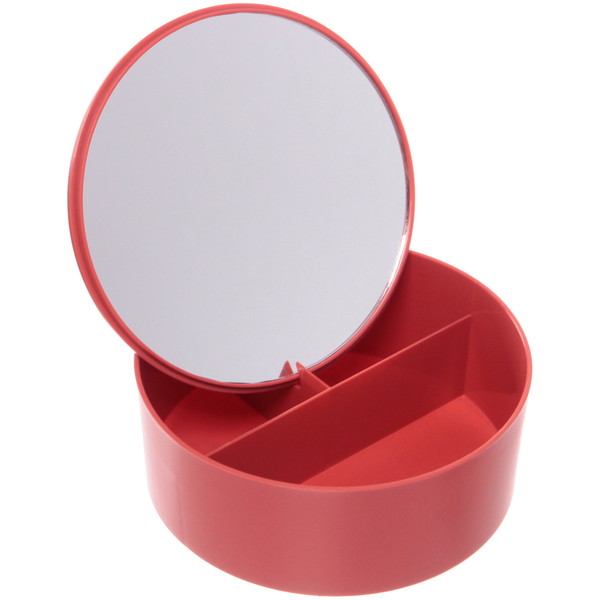 Зеркало настольное с органайзером для косметики "Beauty", цвет кирпичный, 16,5*17см