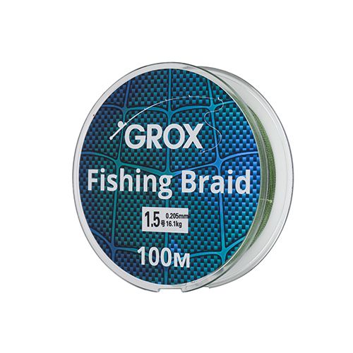 Плетенный шнур для рыбалки леска плетенка GROX 4X 0,20х100м 16,1кг, 1/500