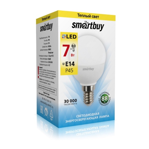 Светодиодная (LED) Лампа Smartbuy-P45-07W/3000/E14