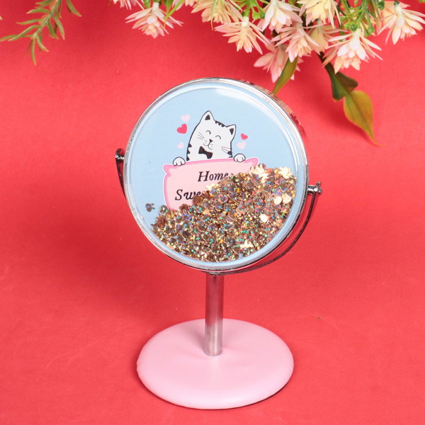 Зеркало настольное на ножке "Stylish image - Котик Пушок", круг, 8*14 см (картон. коробка)