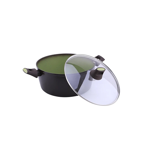 Кастрюля с крышкой Amercook AVOCADO 20 см, 2 л, антипригарное покрытие Greblon green С2, зеленый, черный