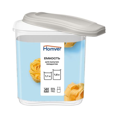 Емкость для сыпучих продуктов 1.1 л Homver Бергамо 223136225/02, светло-бежевая