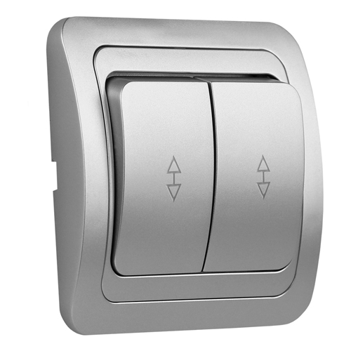 Выключатель проходной 2-клавишный 10А серебро "Марс" (SBE-02s-10-SW22-0)