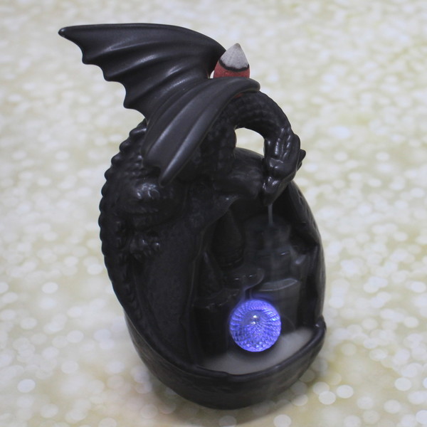 Подставка под стелющиеся благовония "Сказочный дракон" 10*9*19см с подсветкой