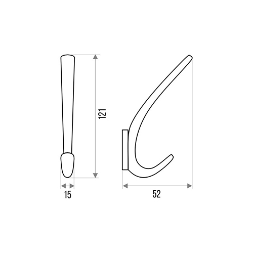 Крючок мебельный Trodos "1642" 2-рожковый, сплав ЦАМ, хром