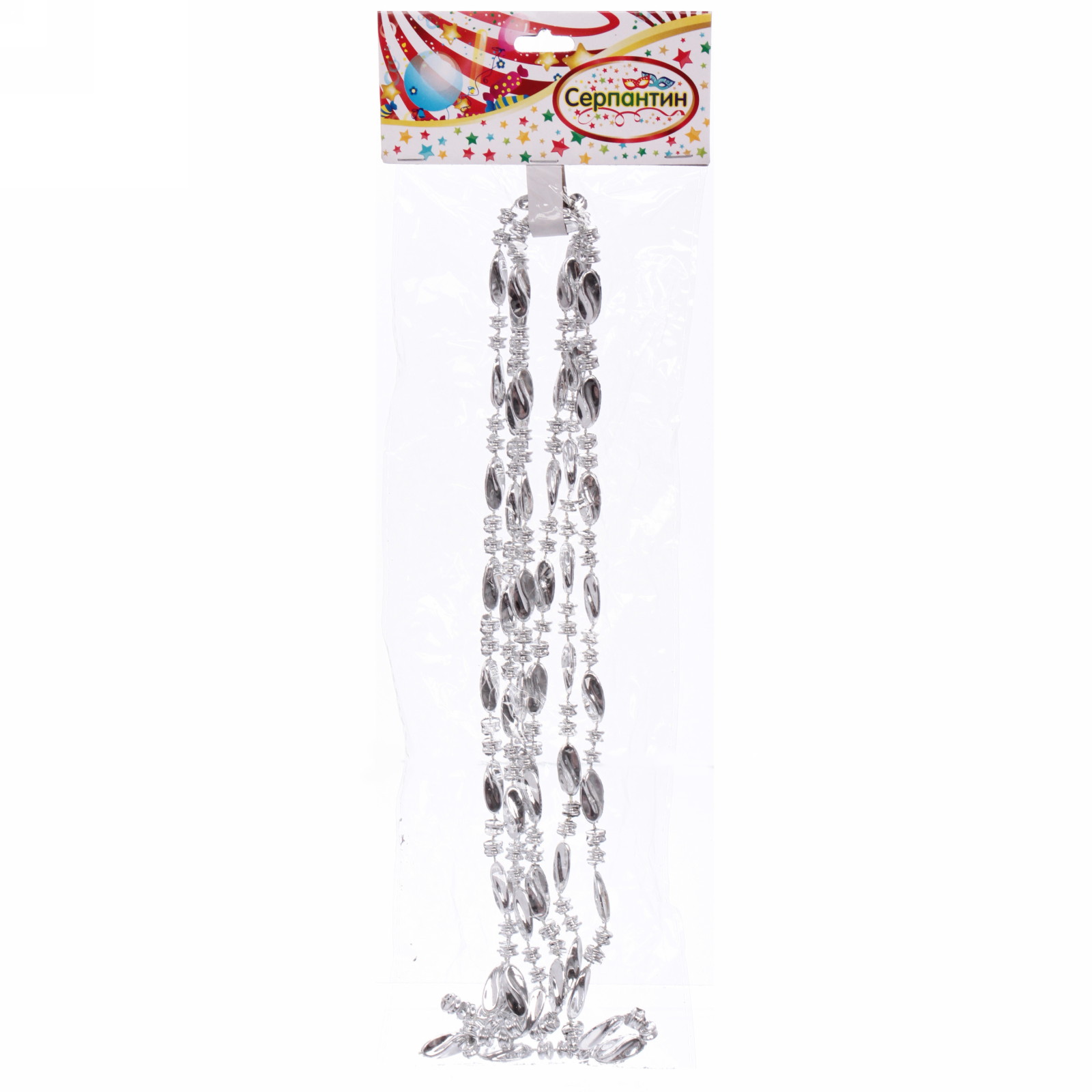 Бусы на ёлку 2м "Льдинка", Серебро