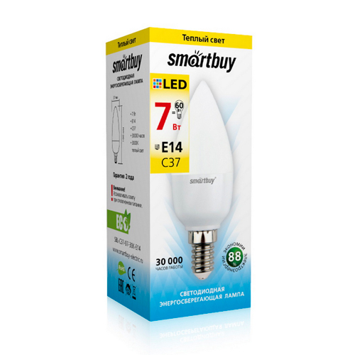 Светодиодная (LED) Лампа Smartbuy-C37-07W/3000/E14