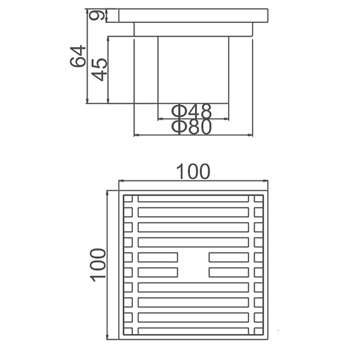 Трап душевой с вертикальным выходом 10х10 Ledeme K81610-10