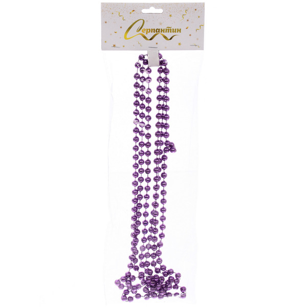 Бусы на ёлку 2,0 м "Шарик средний" d-8мм, Лаванда