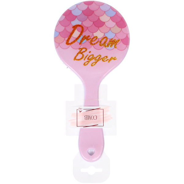 Расческа массажная круглая "ТВОИ МЕЧТЫ", микс 4 дизайна, 22*10см (PVC подвес)