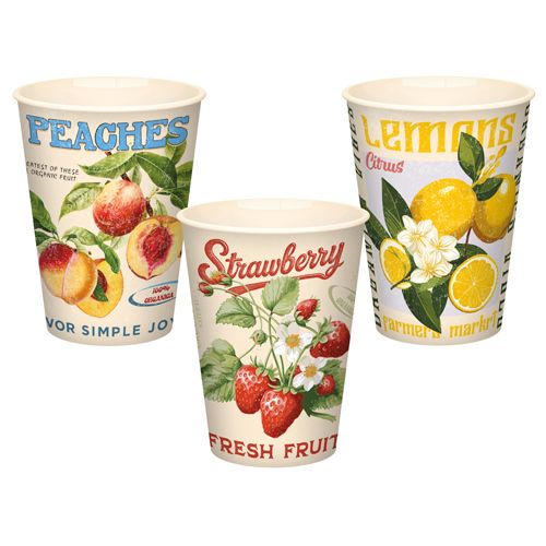 Набор для пикника Homver 223159225/01, 9 предметов на 3 персоны с декором Фруктовый сад, светло-бежевый