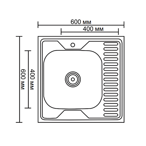 Мойка из нержавеющей стали накладная 60x60 см Ledeme L96060-6L