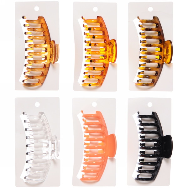 Заколка-краб для волос на блистере "Diana Collection - Liza", микс 6 цветов, 11*5см