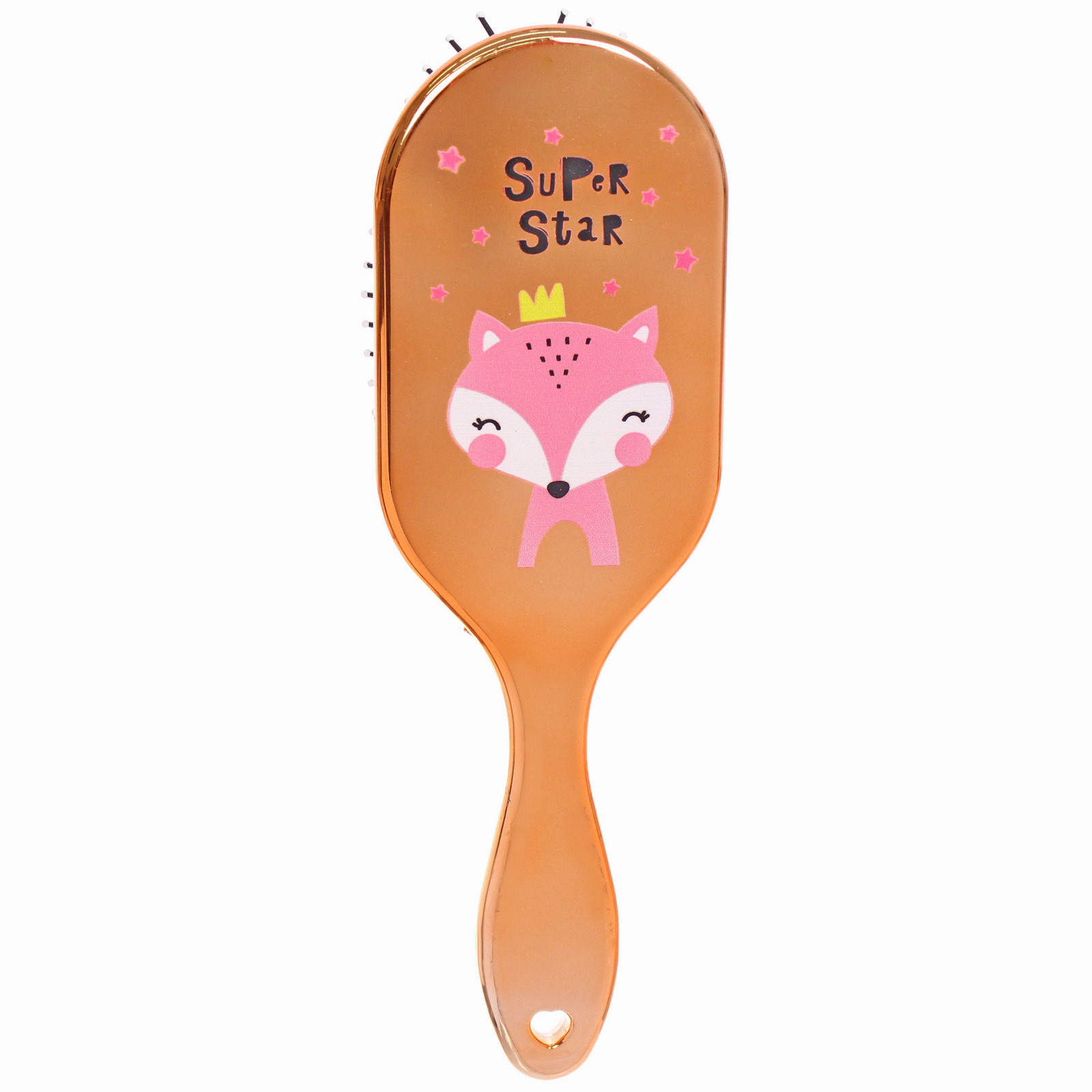 Расческа массажная зеркальная "Animals", лисички, микс 4 цвета, 7,5*23 см (блистер Ultramarine)