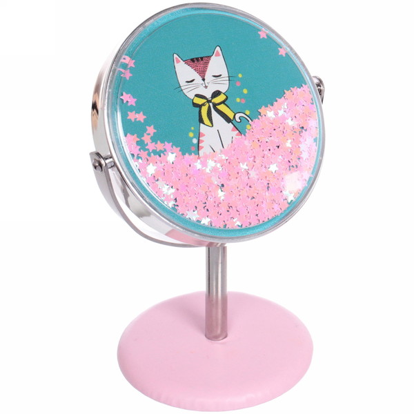 Зеркало настольное на ножке "Stylish image - Котик Пушок", круг, 8*14 см (картон. коробка)