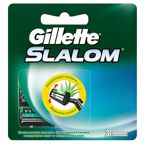 Кассеты сменные для бритвы Slalom зеленые со смаз.полоской 3 шт