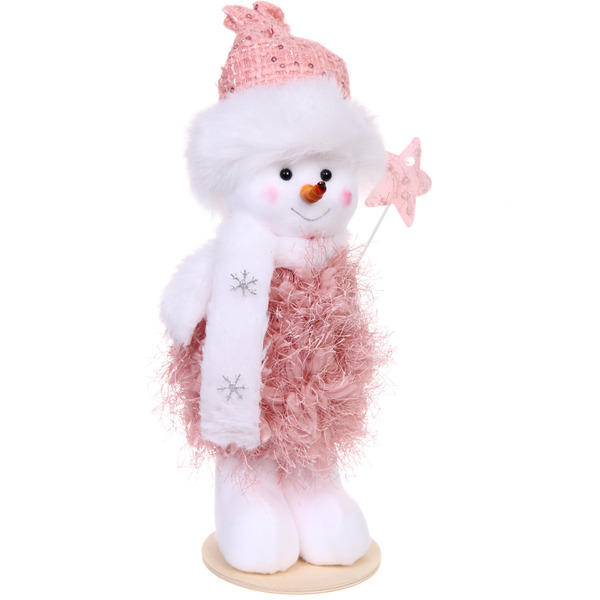 Фигурка "Зимний снеговик" 25 см, Розовый (микс дизайнов)