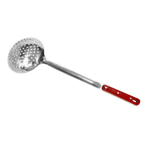 Шумовка 47см из нерж.стали глубокая с дырочками, деревянная ручка Узбекистан (1/10/)