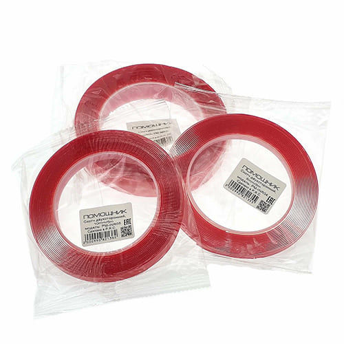 яяяСкотч двусторонний 10ммх5м прозрачный Помощник (PM-INR05) (5/)