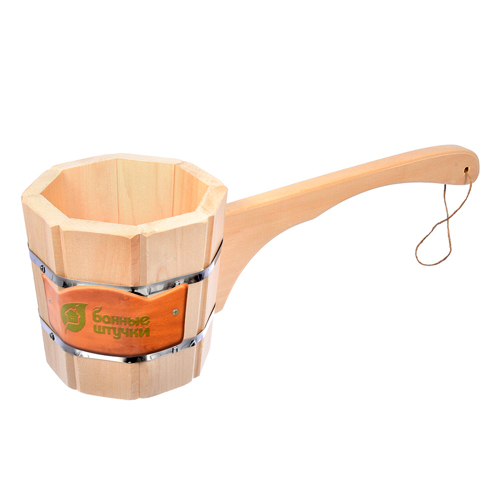 Ковш - черпак бондарный 1.5 л "Банные штучки" с горизонтальной ручкой, липа