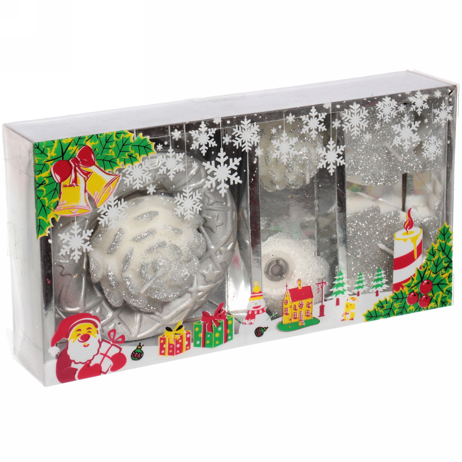 Свечи новогодние "Время волшебства" 20.5x10.5x4 см, серебро