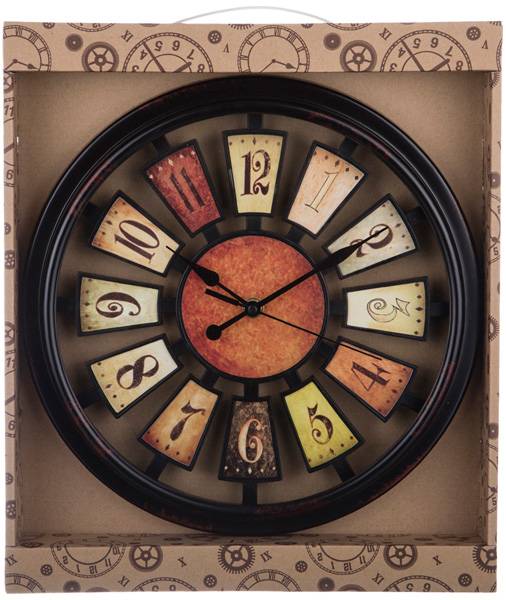 Часы настенные кварцевые  "РУЛЕТКА" д.30 см. циферблат д.25 см; Антик 