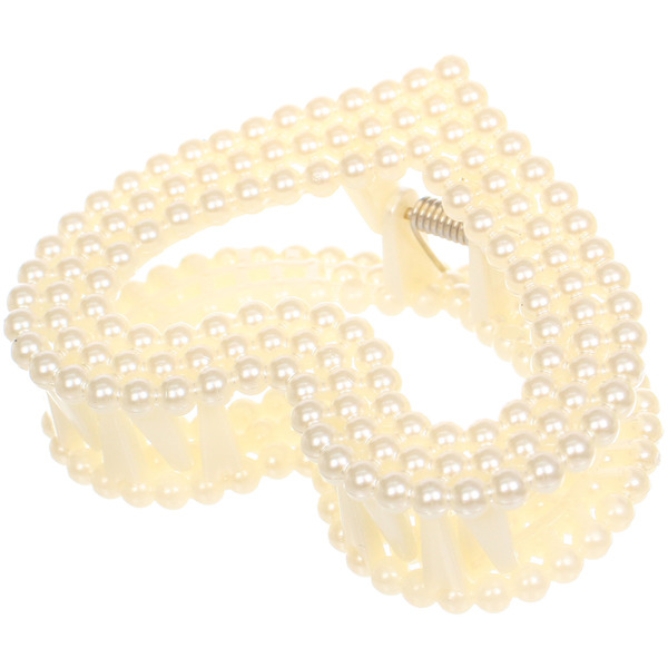 Заколка-краб для волос "Мон Пион", сердце, цвет белый, 7,5см (Блистер)