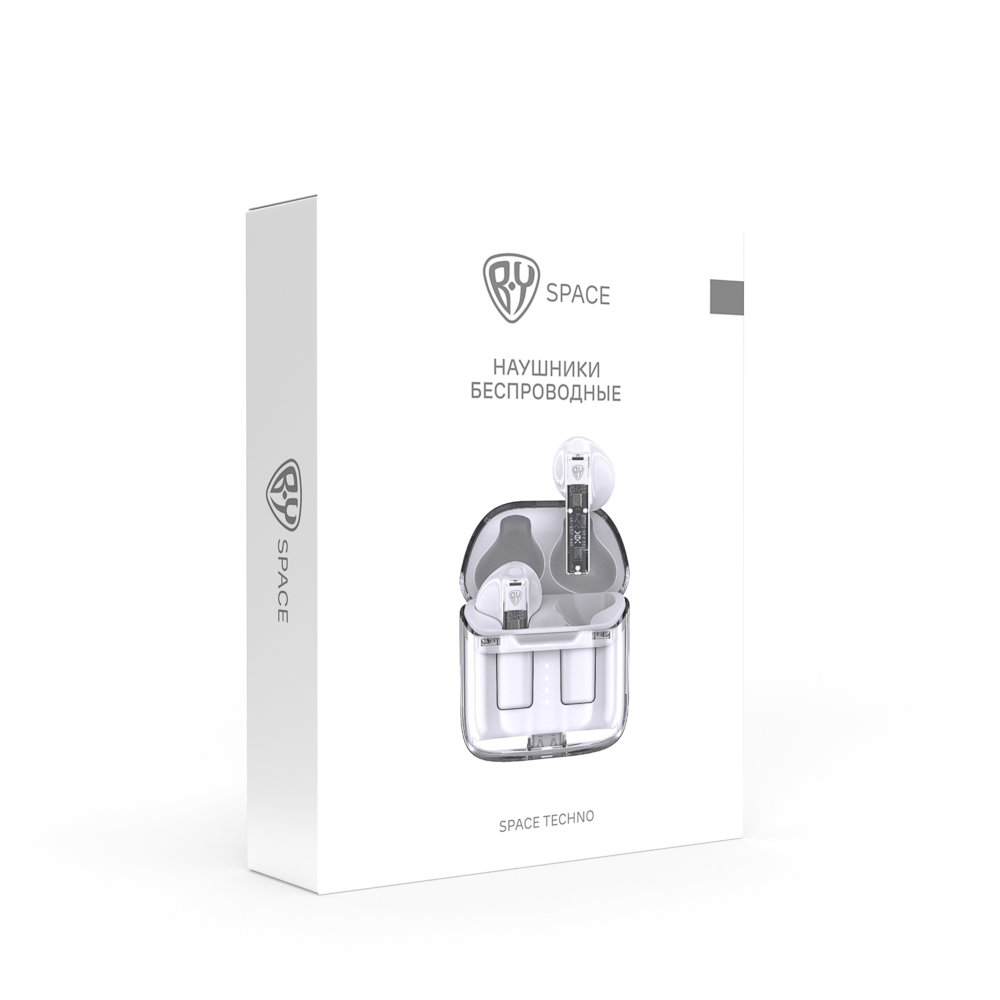 BY Наушники беспроводные TWS Space Techno, 40/350 мАч, BT5.1, белый
