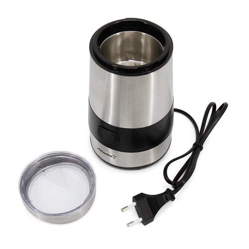 Кофемолка электрическая Atlanta 200 Вт, объем до 60 г кофе, серебристый