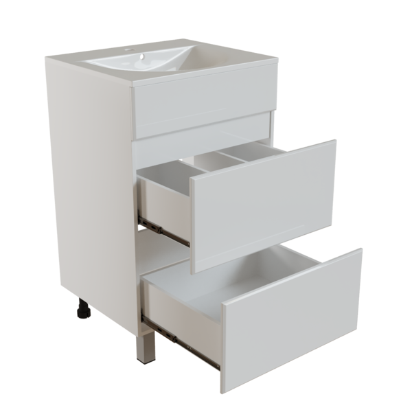 Тумба д/ванной "БРИКС-50" 2 ящика под раковину "Breeze 50" мебельный (Sanita Luxe) (ПВХ)