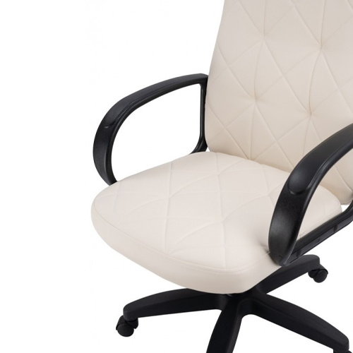 Кресло офисное (компьютерное) TRON V2 экокожа Prestige, хром, слоновая кость